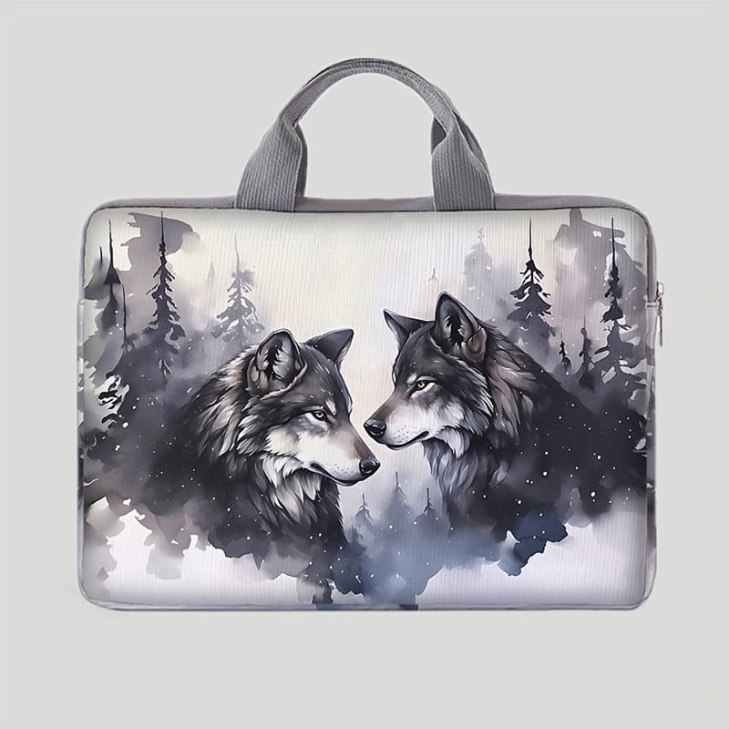 TEMU Forest Wolf Pattern Printed Computer Bag, Laptop Tablet Cover, Laptop Zipper Cover Fixed Handheld Computer Bag Suitable For Men And Women.
