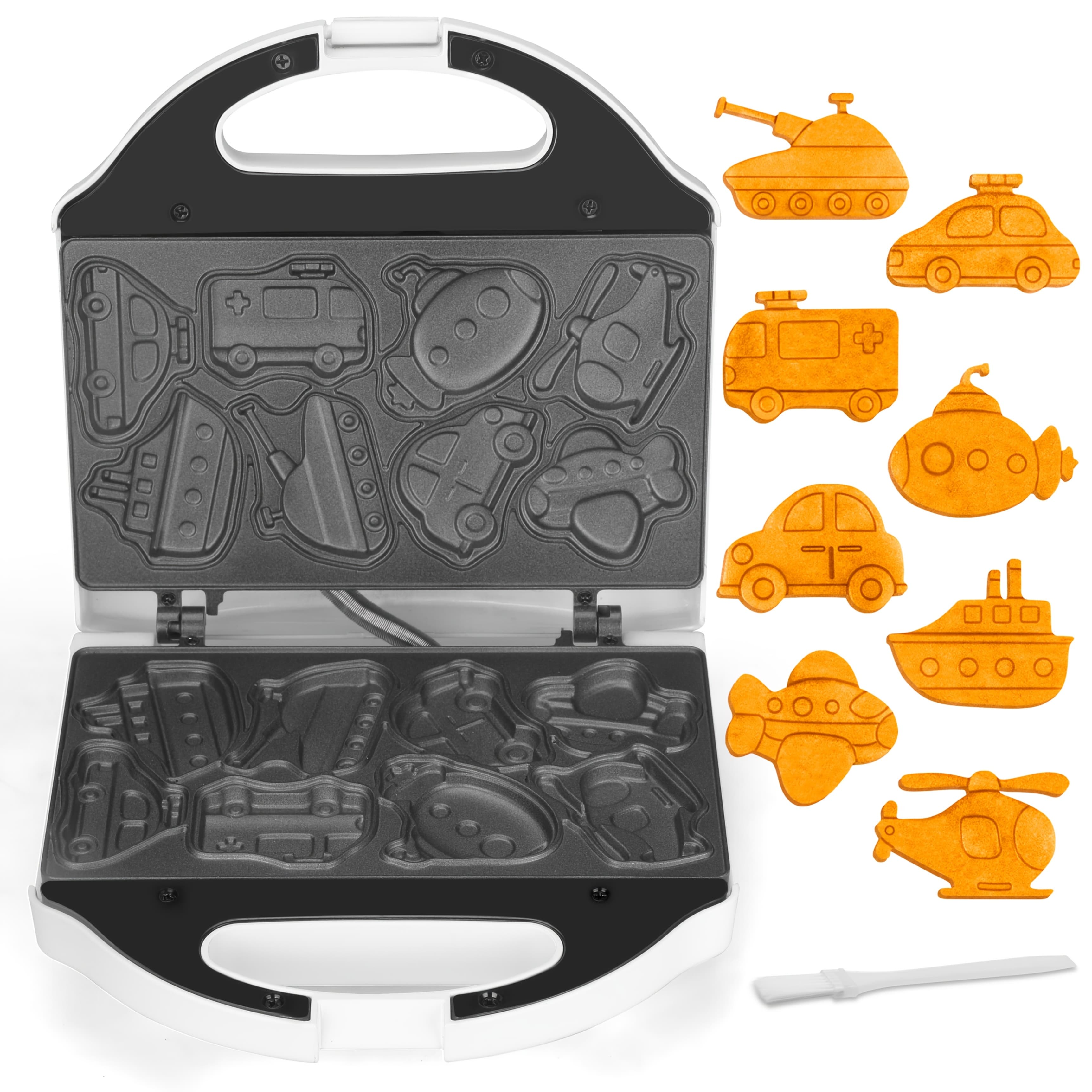 TEMU 8 Fun Vehicle Shaped Waffle Maker, Mini Pancake Maker, Car Shaped Waffle For Kids, White