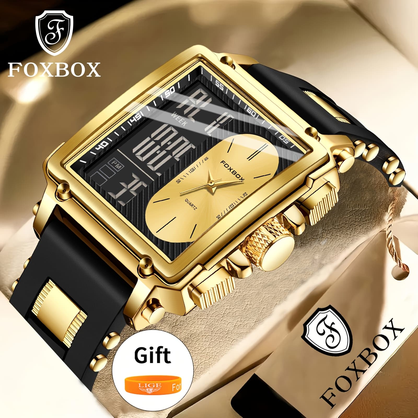 TEMU Lige Men' Watch: The Perfect Combination Of Style And Wisdom: Casual Chronograph, Casual Statement, Watch, Date Week, Silicone Strap Watch, Ideal Gift For