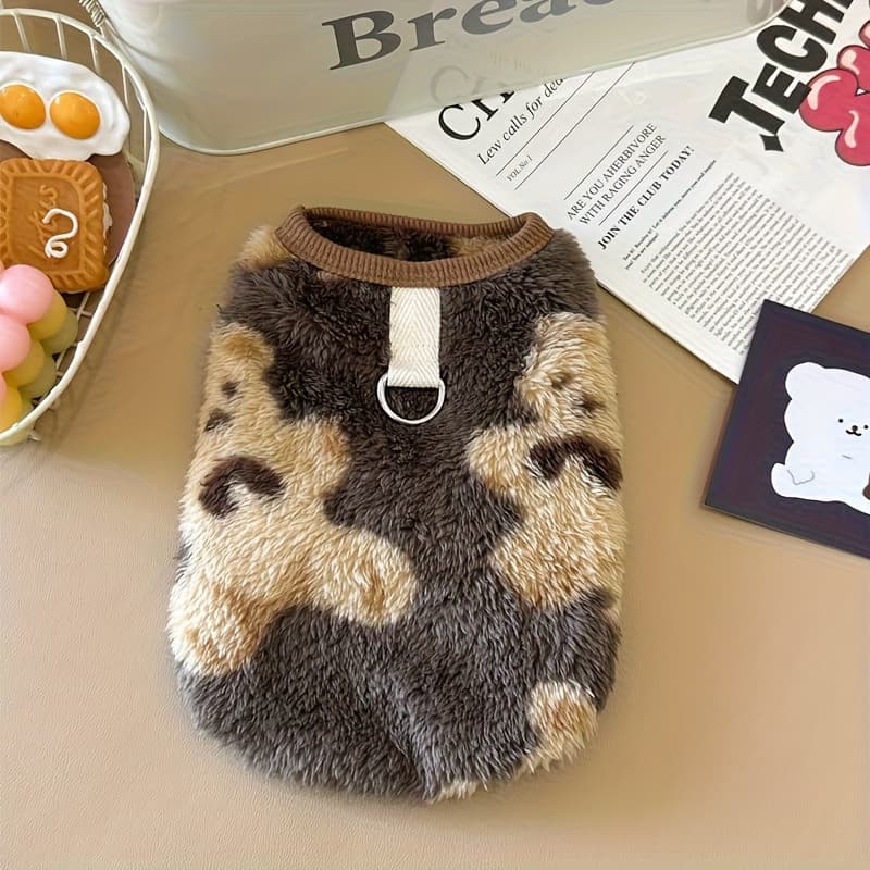 TEMU Winter Clothes Dog Fleece Warm Traction Clothes Teddy Bichon Frise Poodle Cute Vest