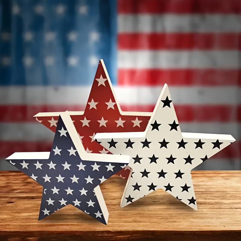 TEMU 3pcs Patriotic Wooden Decorations - Great For Day Table Decorations, Tabletop Decorations, Party Supplies, Room Decorations, Summer Home Decor And Table Centerpieces, Great!