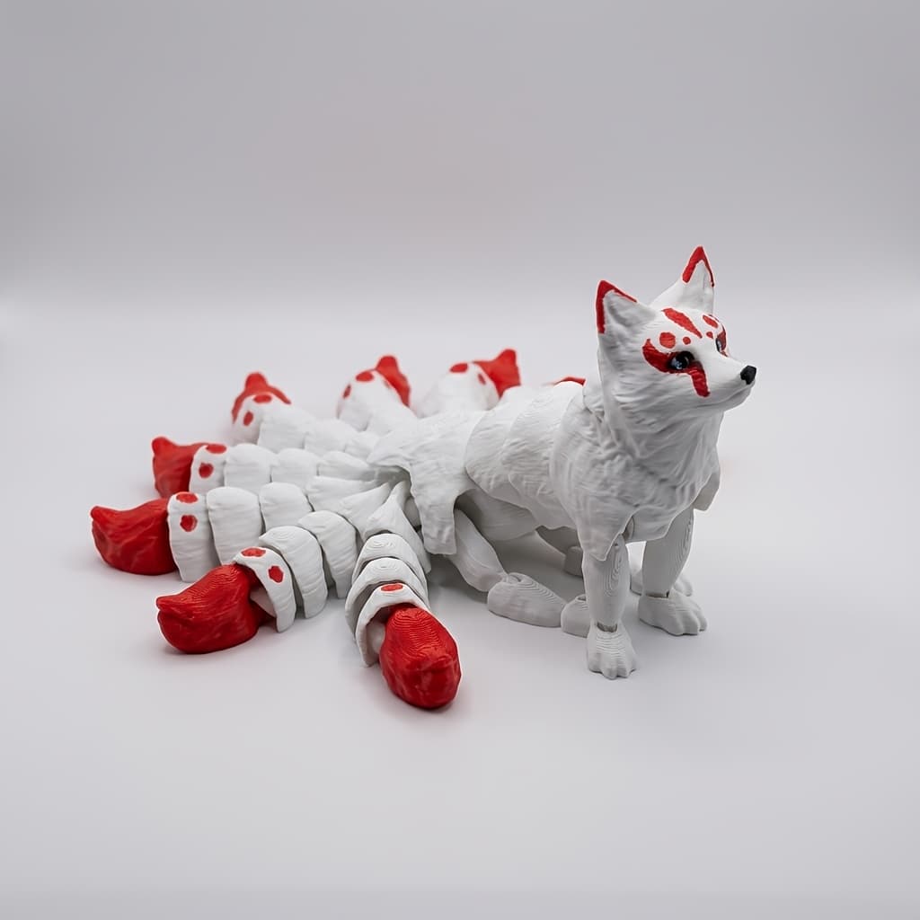 TEMU 1pc Of A 3d Printed Nine-tailed Fox, Collectible Figurines, Perfect For Home Or Office Decor, Ideal For Valentine's Gifts - Requires No Electricity, Made From Durable Plastic