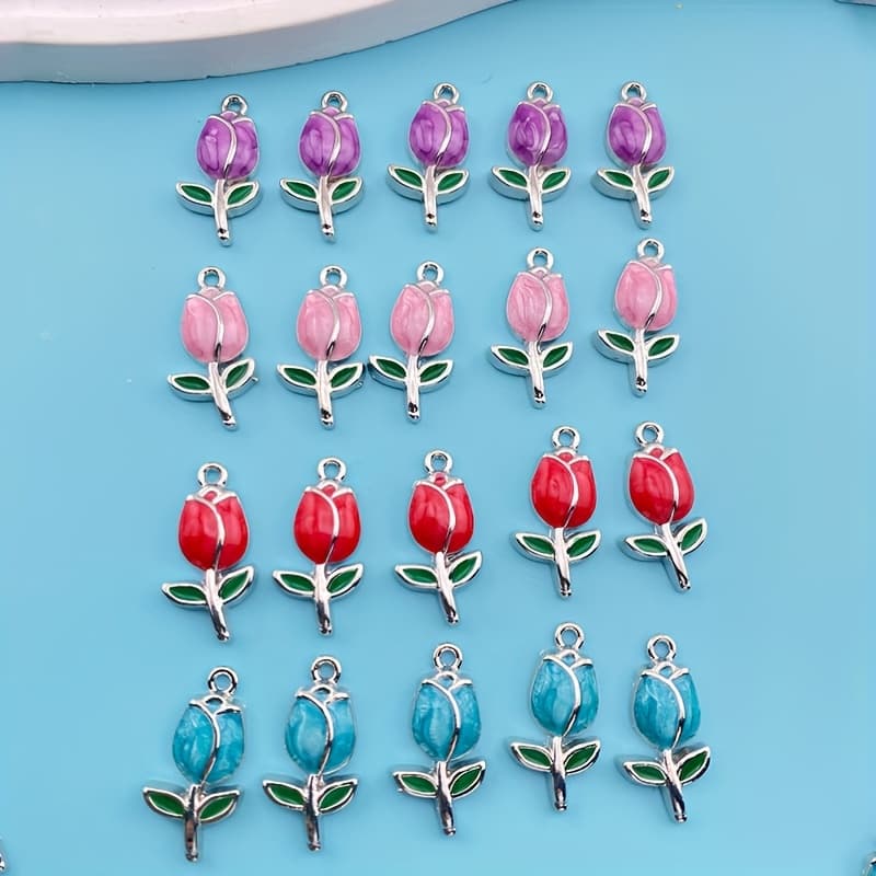 TEMU A Set Of 20 Elegant Colored Pendants, Suitable For Decorating Necklaces, Earrings, Bracelets, Keychains, And Backpack Charms, Perfect For Jewelry Making Supplies