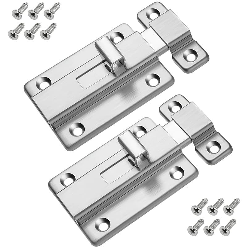 TEMU Door , 2pcs Stainless Steel Door Latch Sliding Door Lock, Surface Mount Sliding , Suitable For All Types Of Interior Doors