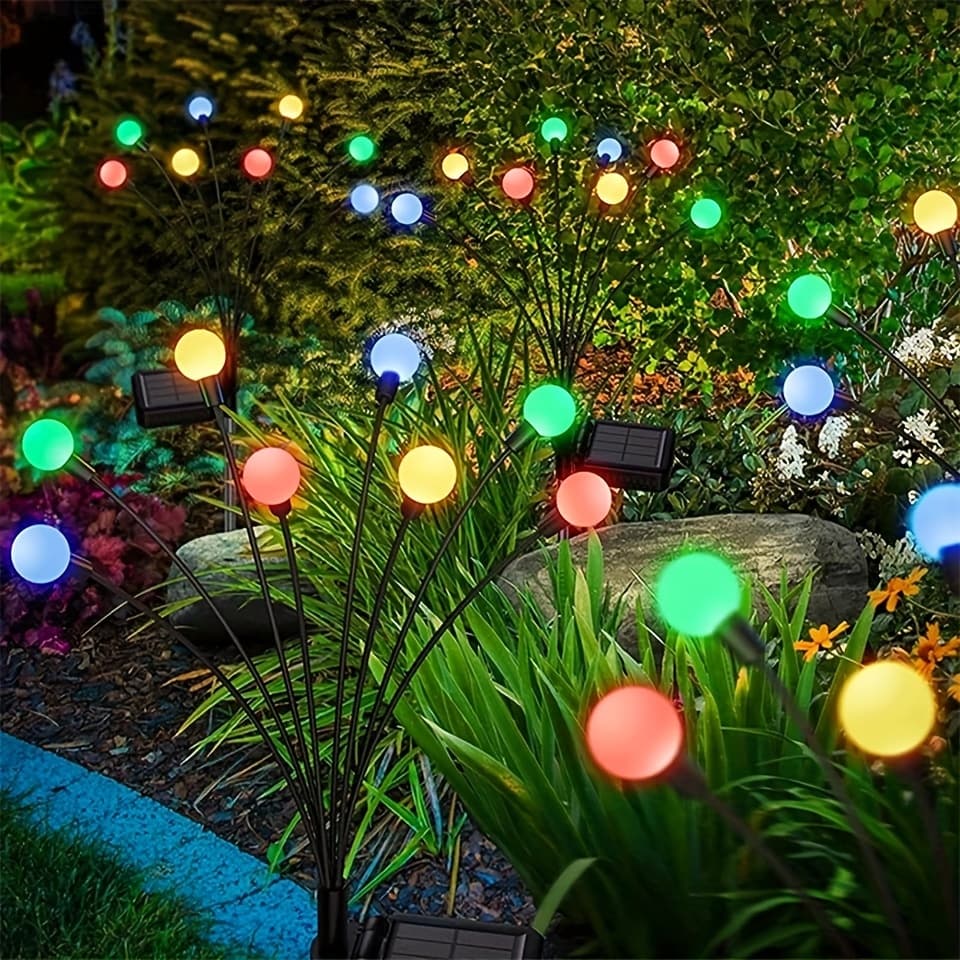 TEMU Firefly Lights, 8 Lighting Solar Garden Lights, 8/12led Solar Outdoor Lights Solar Swaying Light For Yard Patio Decor Pathway Garden Decoration Camping Christmas