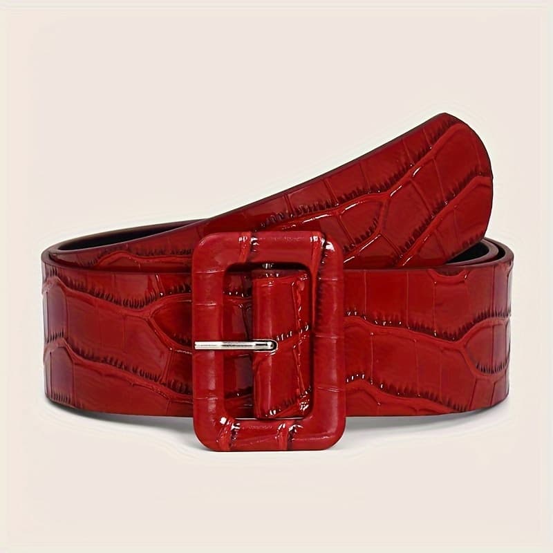 TEMU Red Wide-cut Women's Belted Dress Top With Decorative Belt, Suitable For Waist Sizes 65-95cm, Belt Width 4.8cm, Wide-cut Fashionable And Stylish Belt