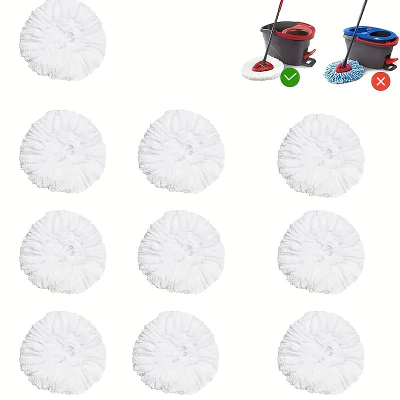 TEMU 2/5/10/20-pack Microfiber Rotary Mop Replacement Heads - 360-degree Cleaning Triangular Mop Heads, Suitable For Rotary Mop Systems, Enhancing Floor Cleaning Efficiency