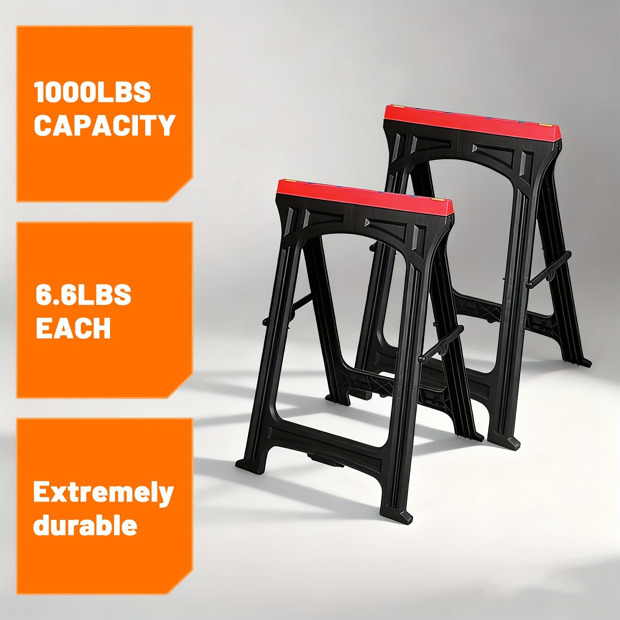 TEMU 2 Pack Folding Heavy Duty Saw Horse- 350lbs Load Each, 700lbs Total, 1.9" Foldable Thick, Easy Carry, Good Gifts, Free Shipping