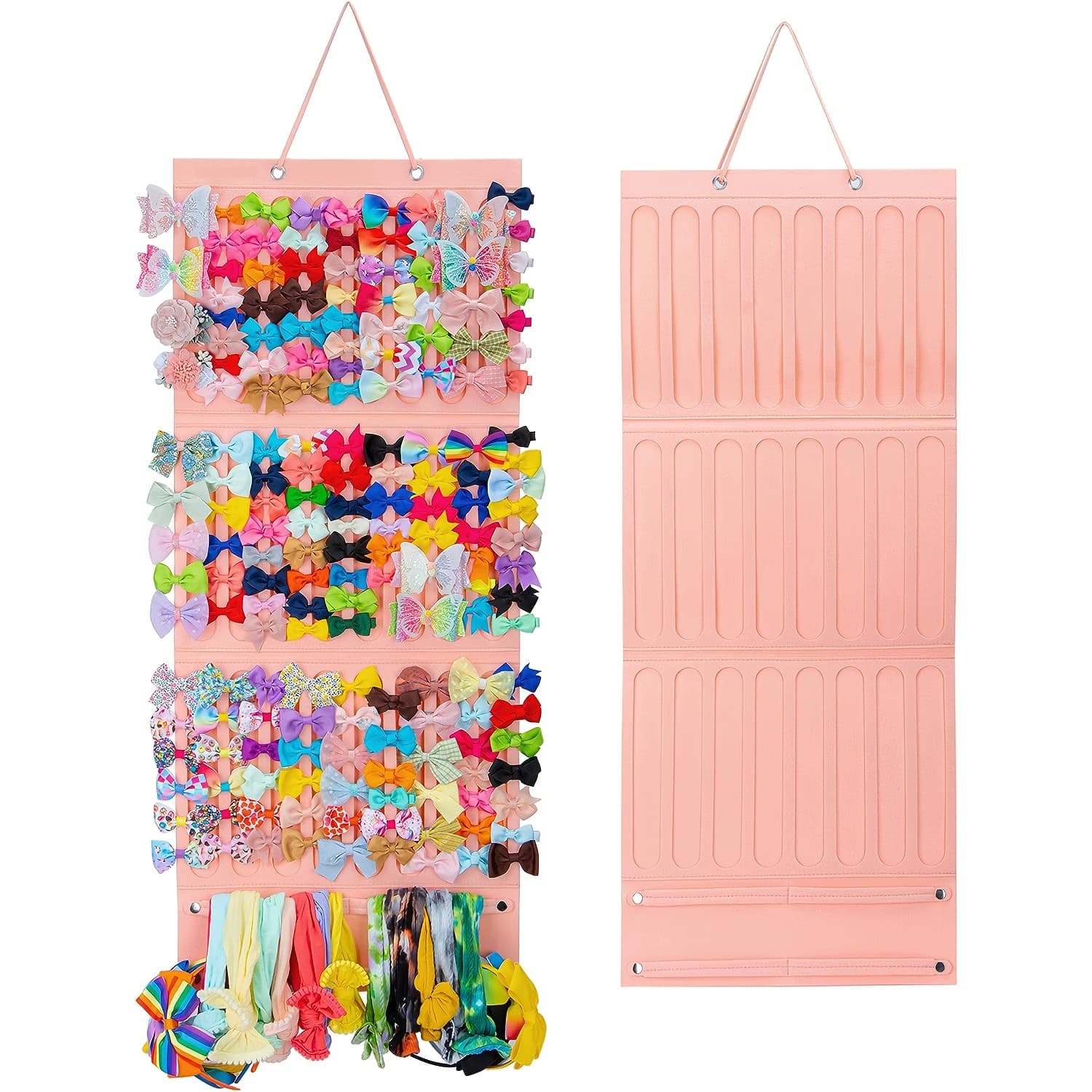 TEMU Cute Felt Storage Bag Compatible For Hairpins, Bows, Clips & Headdresses - Solid Color Hanging With Wall Or Freestanding Display, Felt Hair Accessory Case