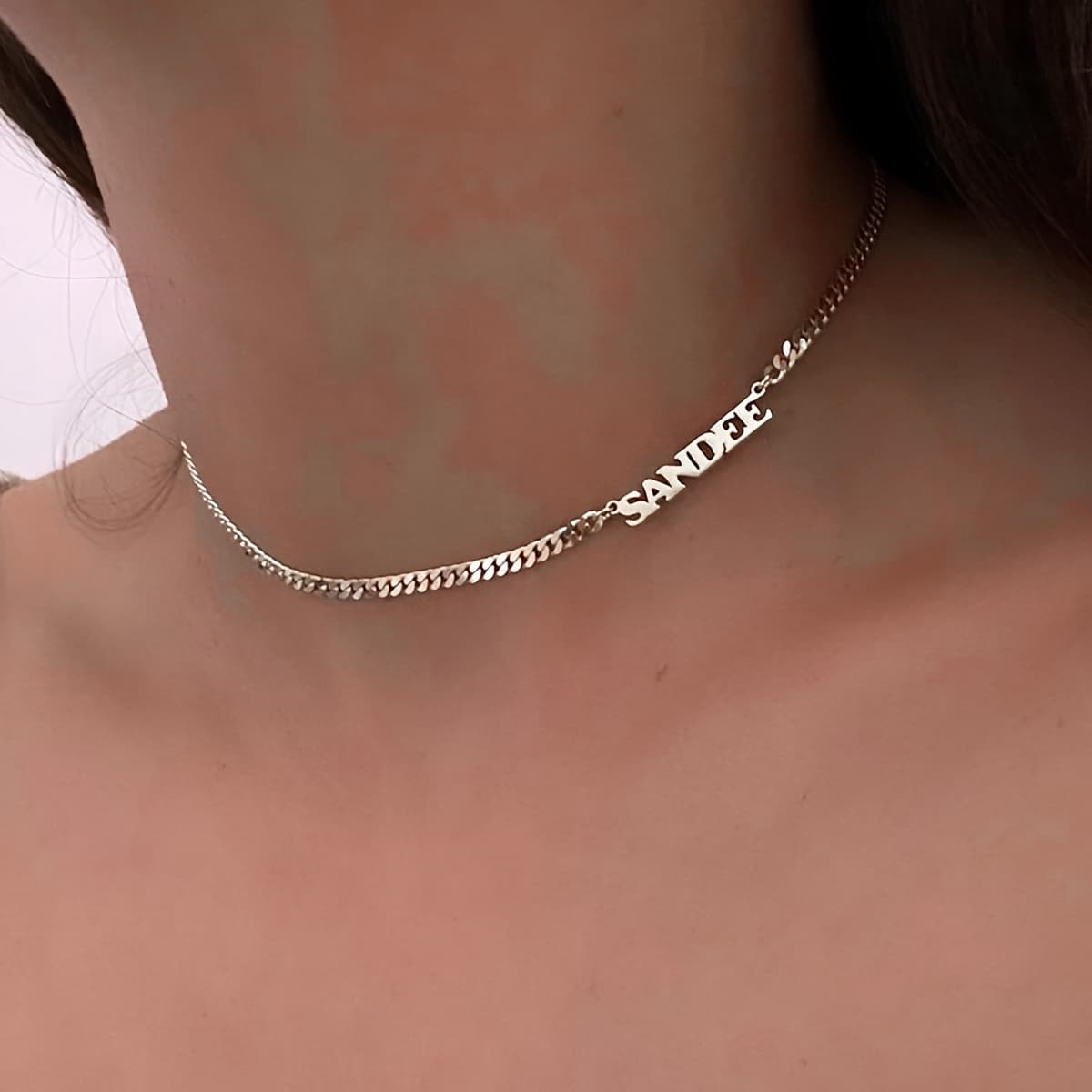 TEMU Personalized Women's Fashion Necklace 18k Golden Plated Stainless Steel Customizable English Name Easy Elegant Temperament Jewelry Perfect Gift For Her Valentine's Day Gift Christmas Gift