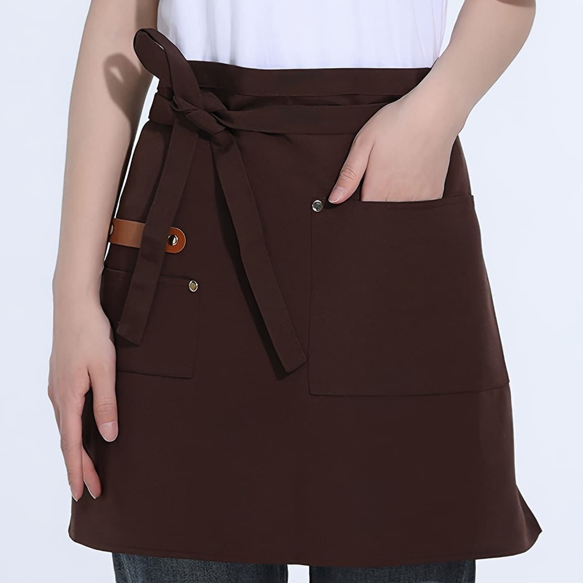 TEMU 1pc Kitchen Canvas Apron, Women's Restaurant Waitress Apron, Extended Waistband Reinforced Seam, Half Apron