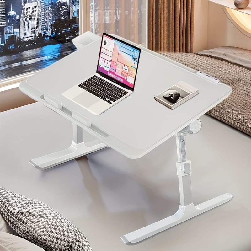 TEMU Small Table On The Bed, Laptop Desk With Lift, Foldable Table With Usb/light/fan/drawer, Larger Desktop, Easy To Store After Folding, Suitable For Office Study And Eating