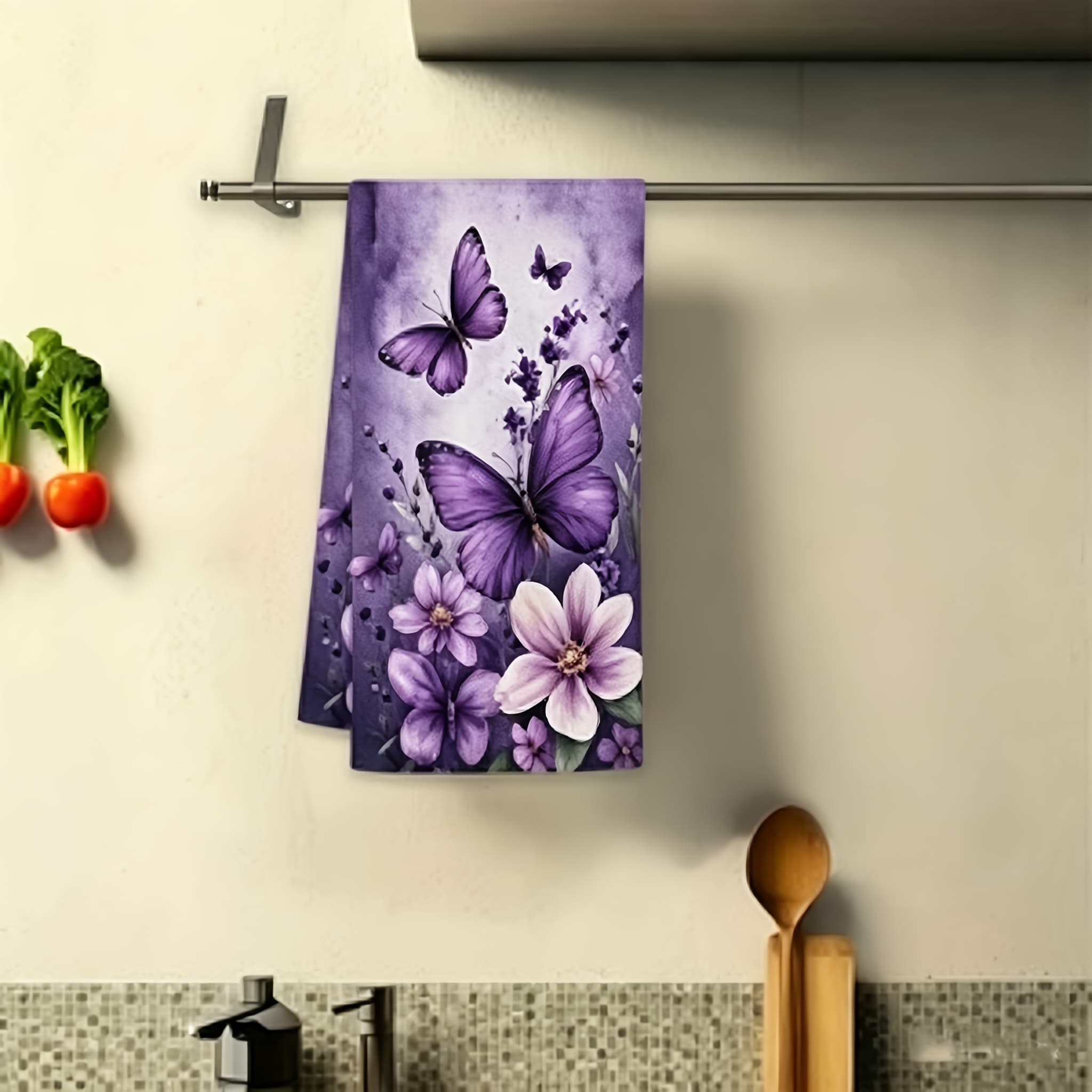 TEMU 1pc Floral Hand Towels - Soft, Absorbent Kitchen Dish Towels, Farmhouse Style For Bathroom And Holiday Decor