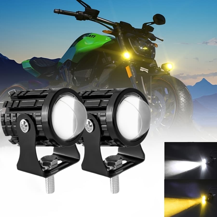 TEMU 24w Led Two-color Light, Universal For Car Truck Atv Offroad Suv Driving Work Lamp, Truck Accessory, Durable Lamp, , Led, Auxiliary Light, Outdoor Workers