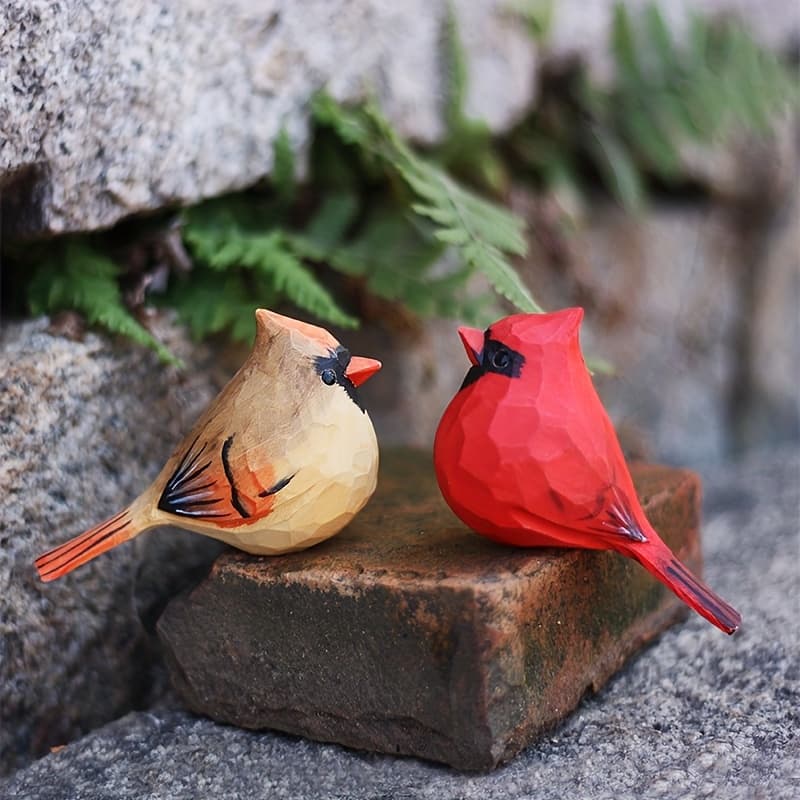 TEMU 2pcs Statues Handcrafted Wood Carving Painted Bird Statues, Bird Home Decorations, Best Gifts For Bird Lovers, Suitable For Birthdays, Christmas Gifts For