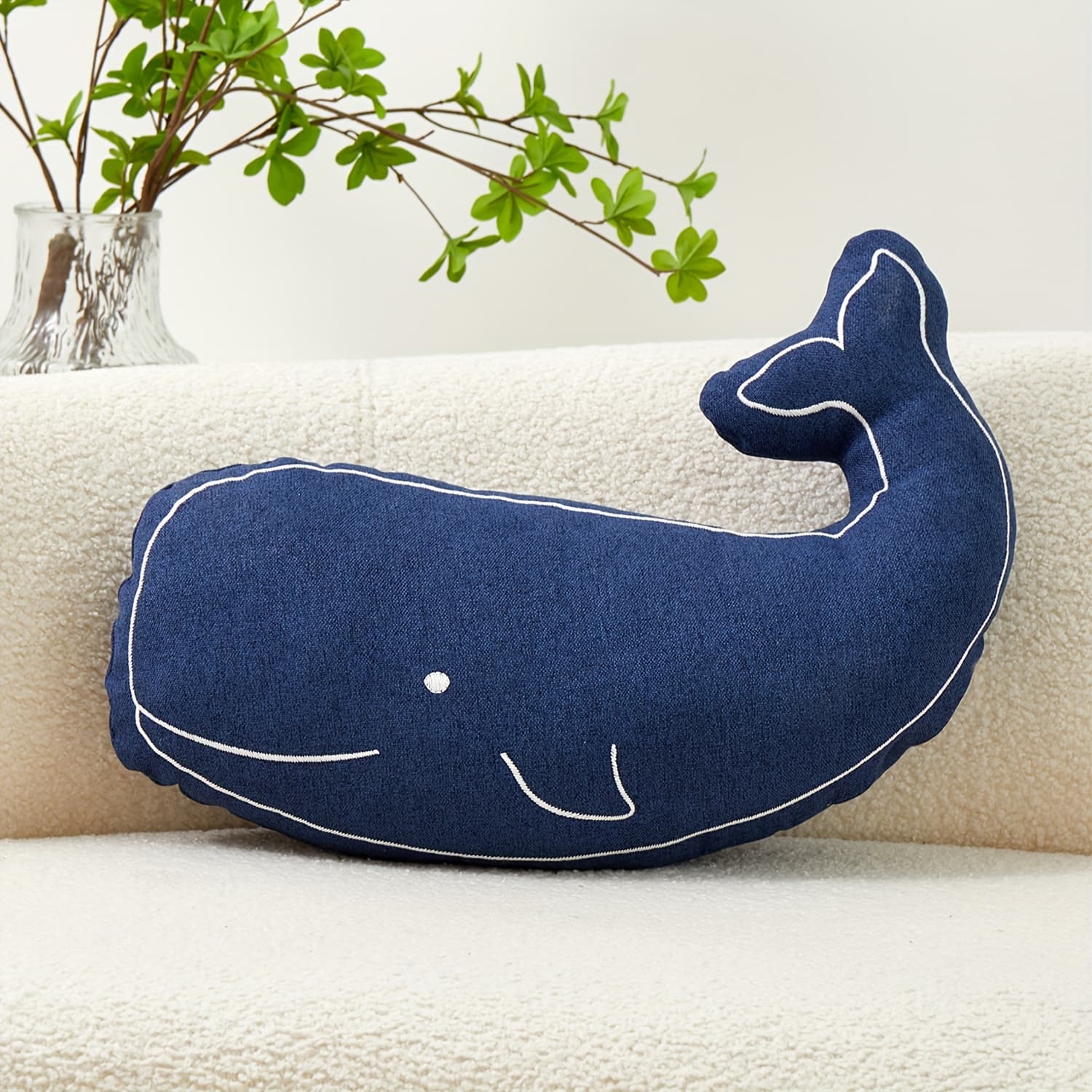 TEMU 1pc, Pillowcase, Whale Pillowcase, Single Side Embroidery, 19.6*13.8inch Suitable For Sofa, Living Room, Bedroom Home Decoration