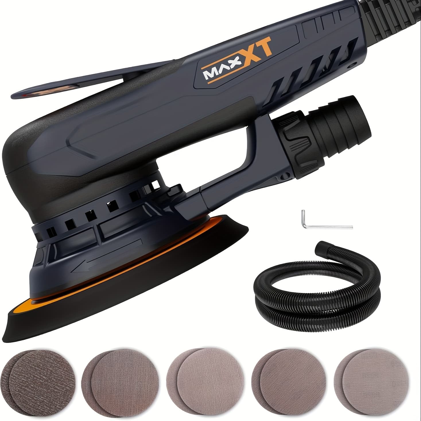 TEMU Maxxt Electric 2.5mm Random Orbital Sander Brushless 350w 3a Variable Speed 4000-10000rpm Electric Corded Orbital Machine With 10 Sanding Paper For Woodworking