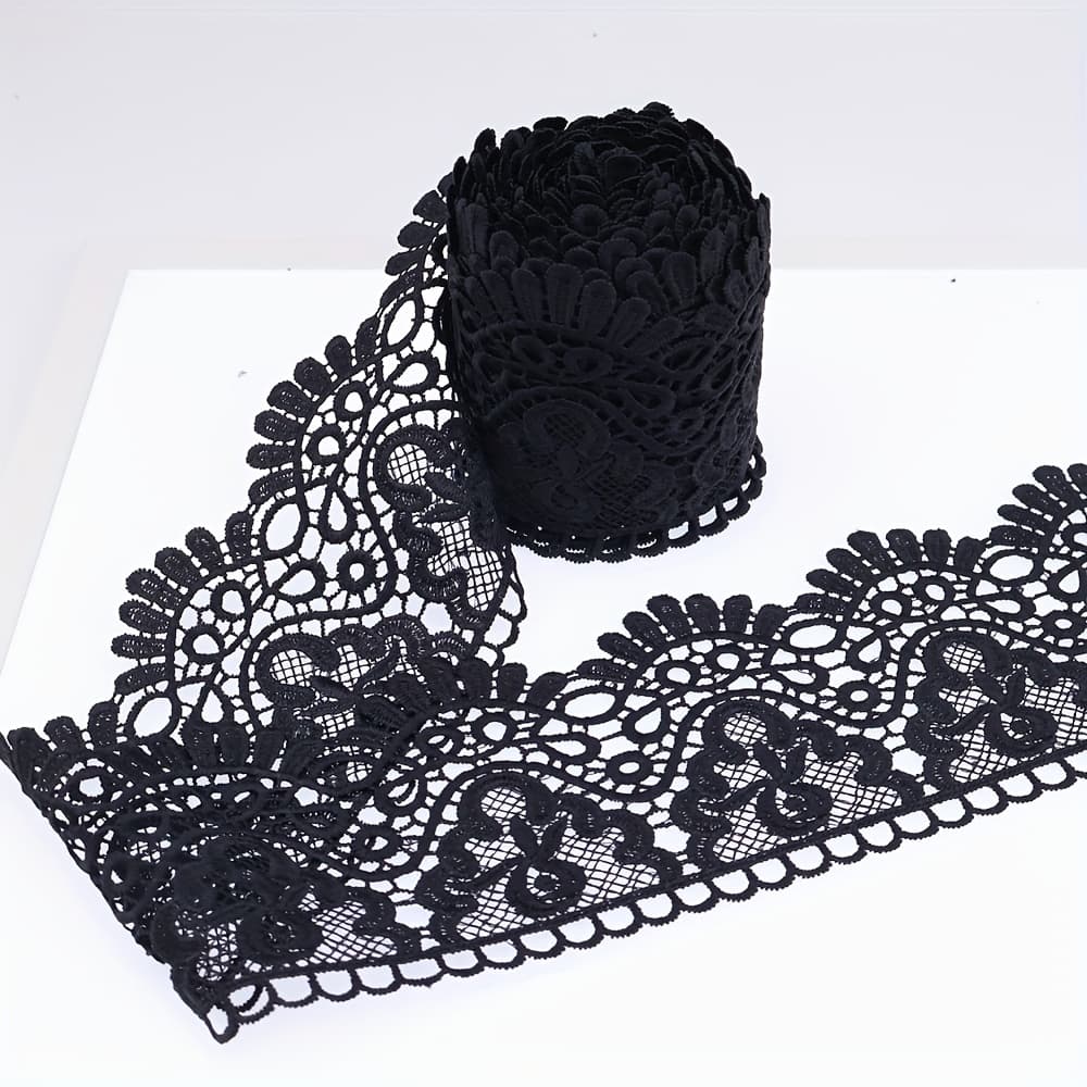 TEMU 8 Colors 4 Inch Wide Vintage Trim Ribbon - Floral Embroidered Nylon Lace Edge Trim For Wedding Decor, Diy Sewing, Crafts & Applique, Lace Ribbon, Craft Supplies, Intricate Embroidery, Material