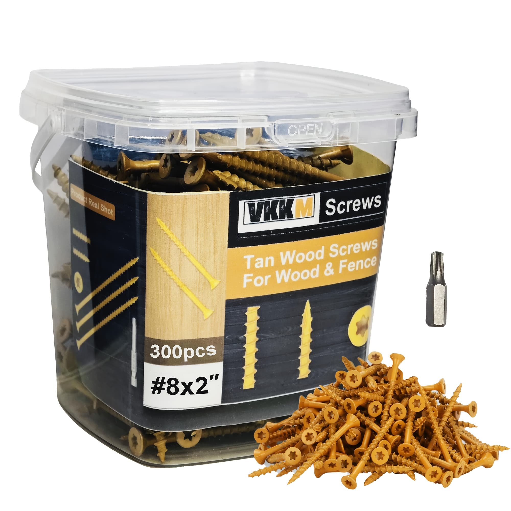 TEMU Vkkm Outdoor Repair Screws - #8#9#10 Star Pattern Deck Screws Yellow Coated With T25 Bit For Swing Set