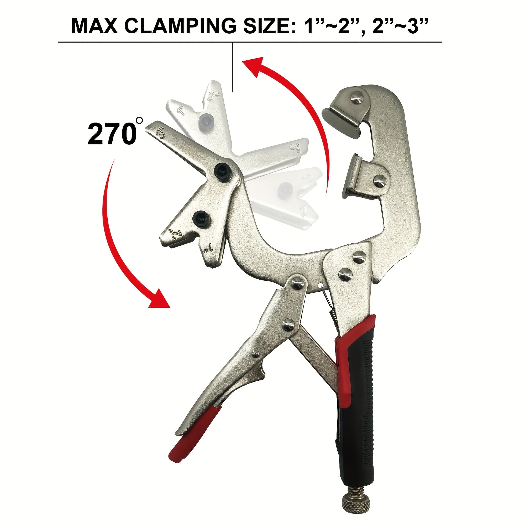 TEMU 10-inch Pipe Clamp Pliers With Adjustable V-pads, Fits 1-3 Inch Pipes, Heavy-duty Carbon Steel, Non-slip Handle, Ideal For Welding, Automotive Repair, And Diy Projects