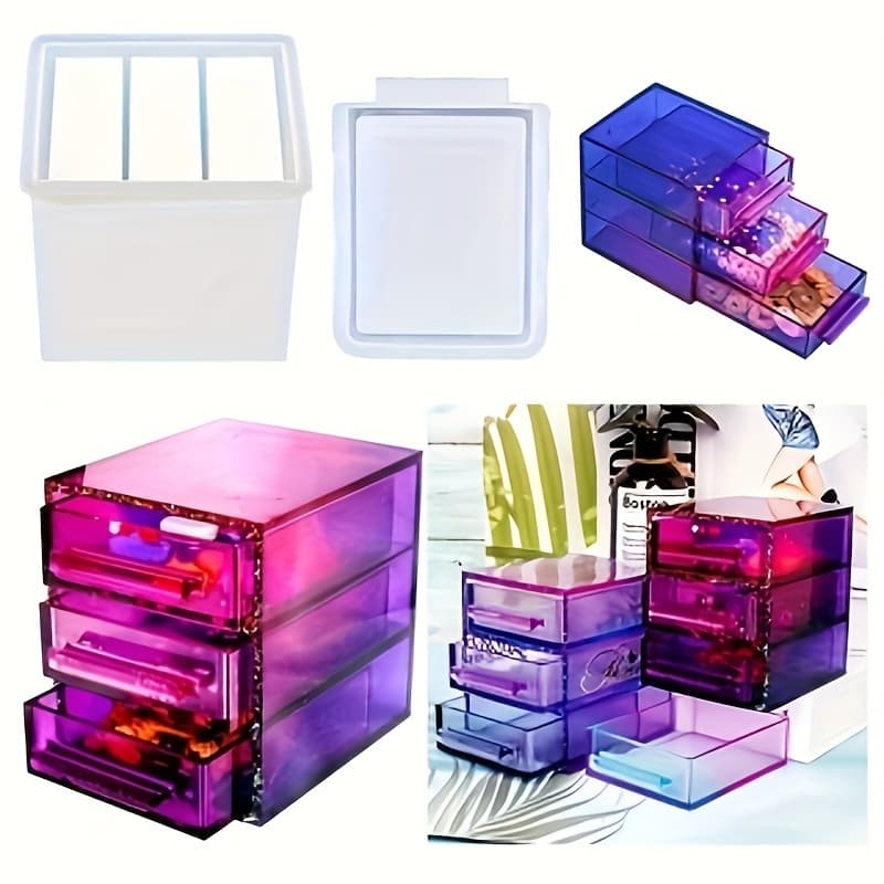 TEMU A Set Of Drawer Storage Box Silicone Mold Ins Decoration Multi Functional Storage Home Decorations Drop Glue Crafts