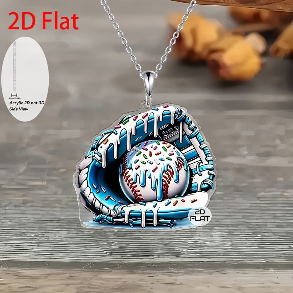 TEMU 2d Flat Baseball Glove Necklace, Fashion Jewelry, Party Favors, Holiday Gifts For