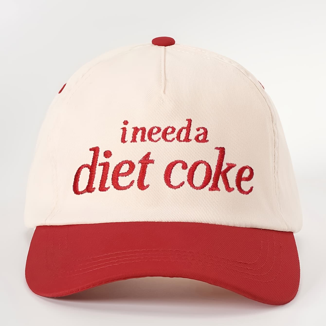 TEMU 1 Embroidered Diet Colorblock Baseball , Unisex Trucker Hat, Breathable And Adjustable, Golf Hat For Men And Women, Summer Fashion With Curved Brim, Men's Y2k Valentine's Style