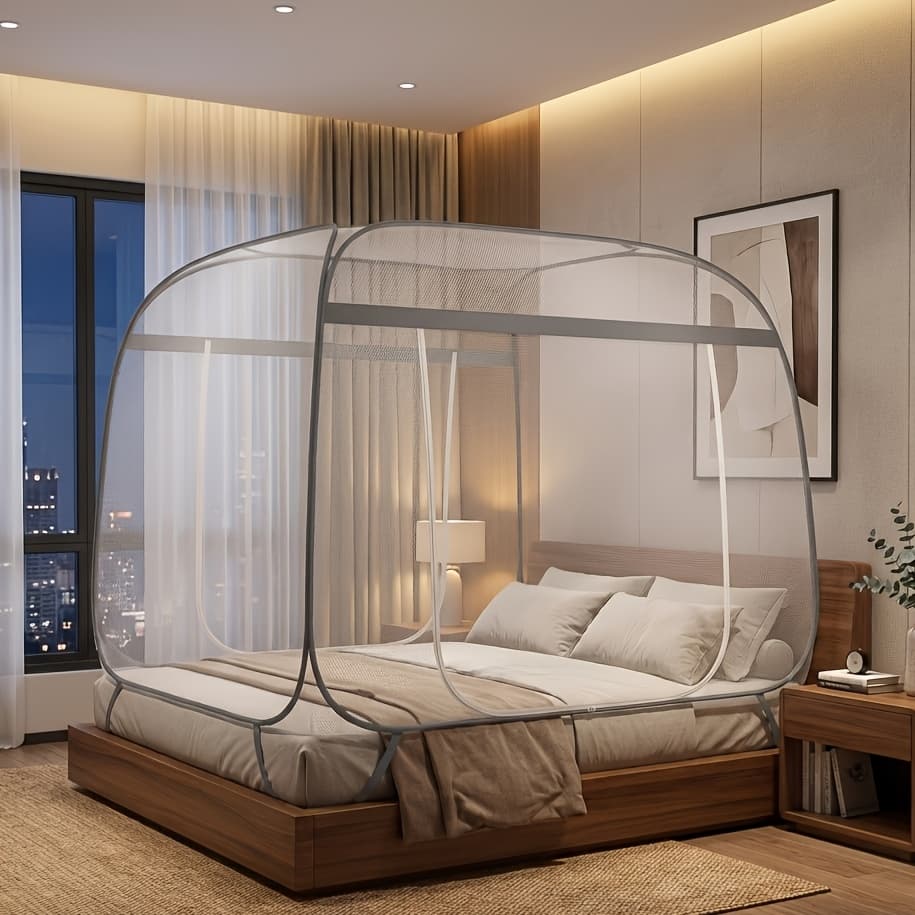 TEMU 1pc Easy 1-second Setup Pop-up Mongolian Yurt Net, , Large Space, - Anti- Tent Bed Canopy, Home Decor Shield, Anti-fall - Ideal For Camping, Gardens, Patios, And Sitting Bed Us