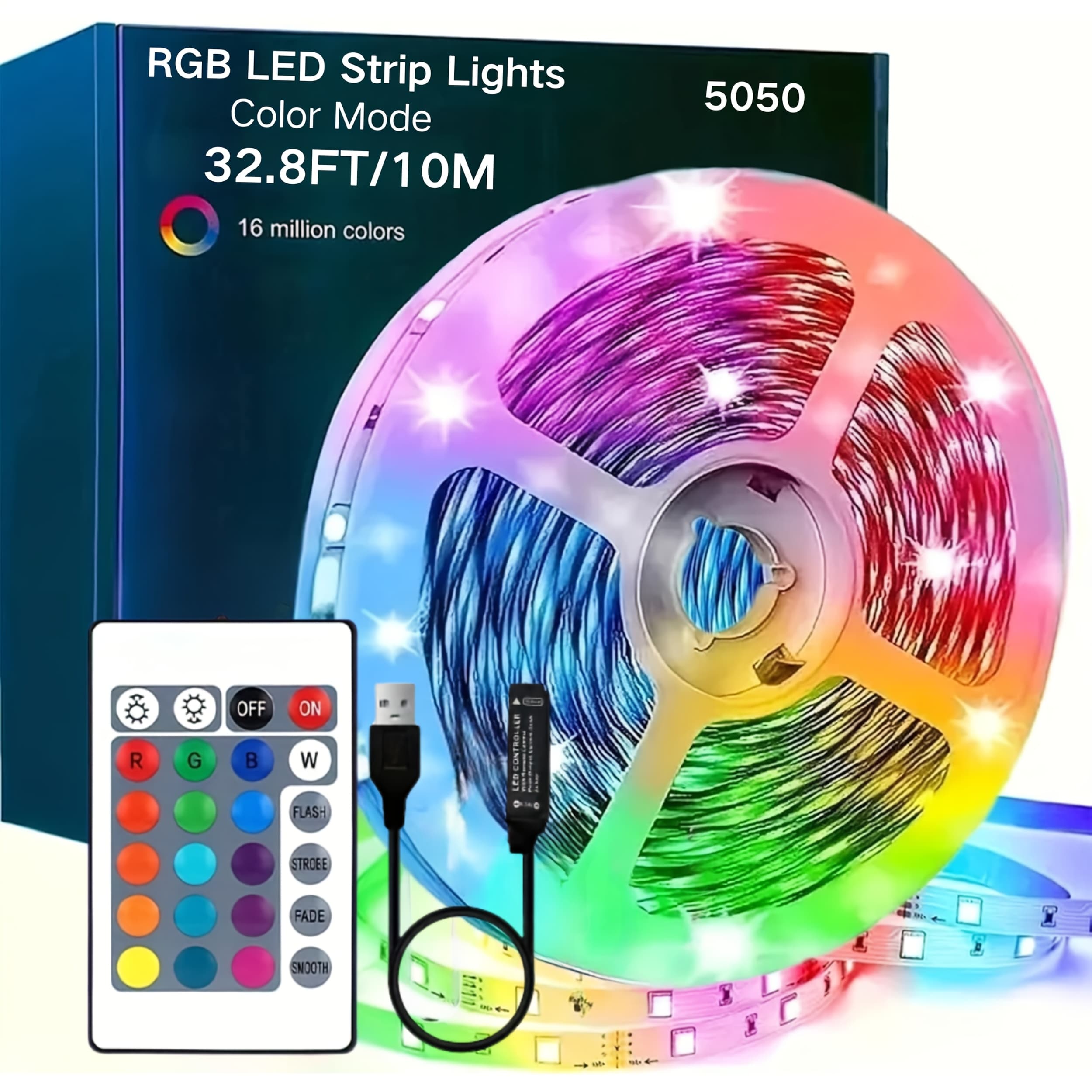 TEMU Usb-powered Led Light Strips Featuring Remote Control, Ideal For Transforming Your Bedroom, Living Room, Gaming Area, And Party Settings With Vibrant, Adjustable Colors. Dimmable