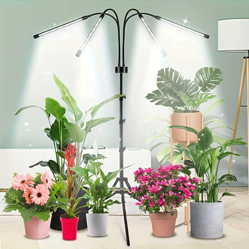 TEMU Growth Light With Stand, 80 Leds, Full Floor Plant For Growth, 5 Dimmable Light Levels And Automatic Timer, Tripod Stand Light Height Adjustable, 3/9/12h Timer, 20%-100% Brightness
