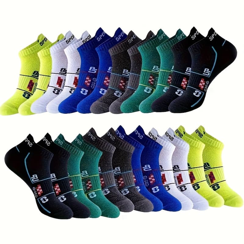 TEMU 12 Pairs Of Men's Socks, Suitable For Men And Women, Featuring A Lettered Casual Sports Style. Outdoor Running Socks Are Breathable, Moisture-wicking, Sweat-resistant