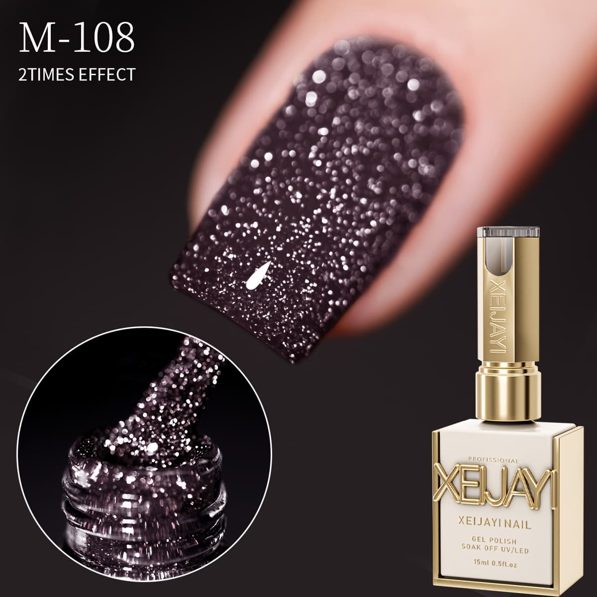 TEMU Xeijayi 108 Shimmering Glitter Gel Nail Polish, Durable High, Liquid , Free Of Alcohol, Ideal For Salons And Nail Designs, An Christmas Present For Women
