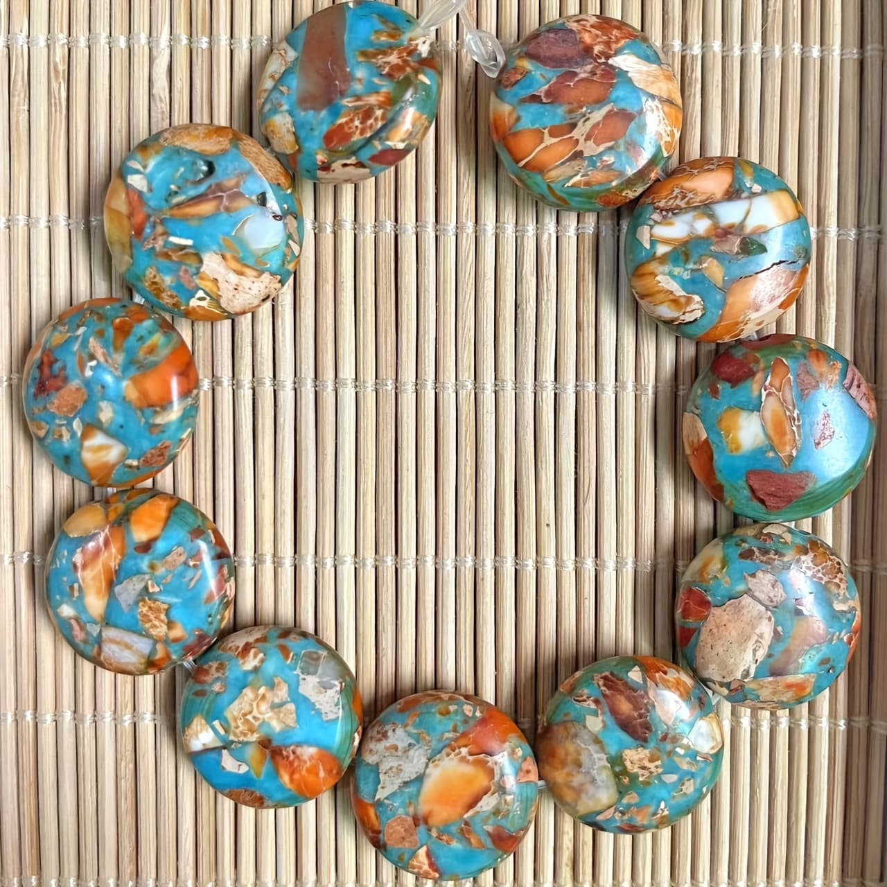 TEMU 11pcs Natural Pine 2 Tone Bohemian Round Bead Handmade Diy Women's Charm Elegant Bracelet Necklace Mobile Phone Chain Accessories Couple Gifts