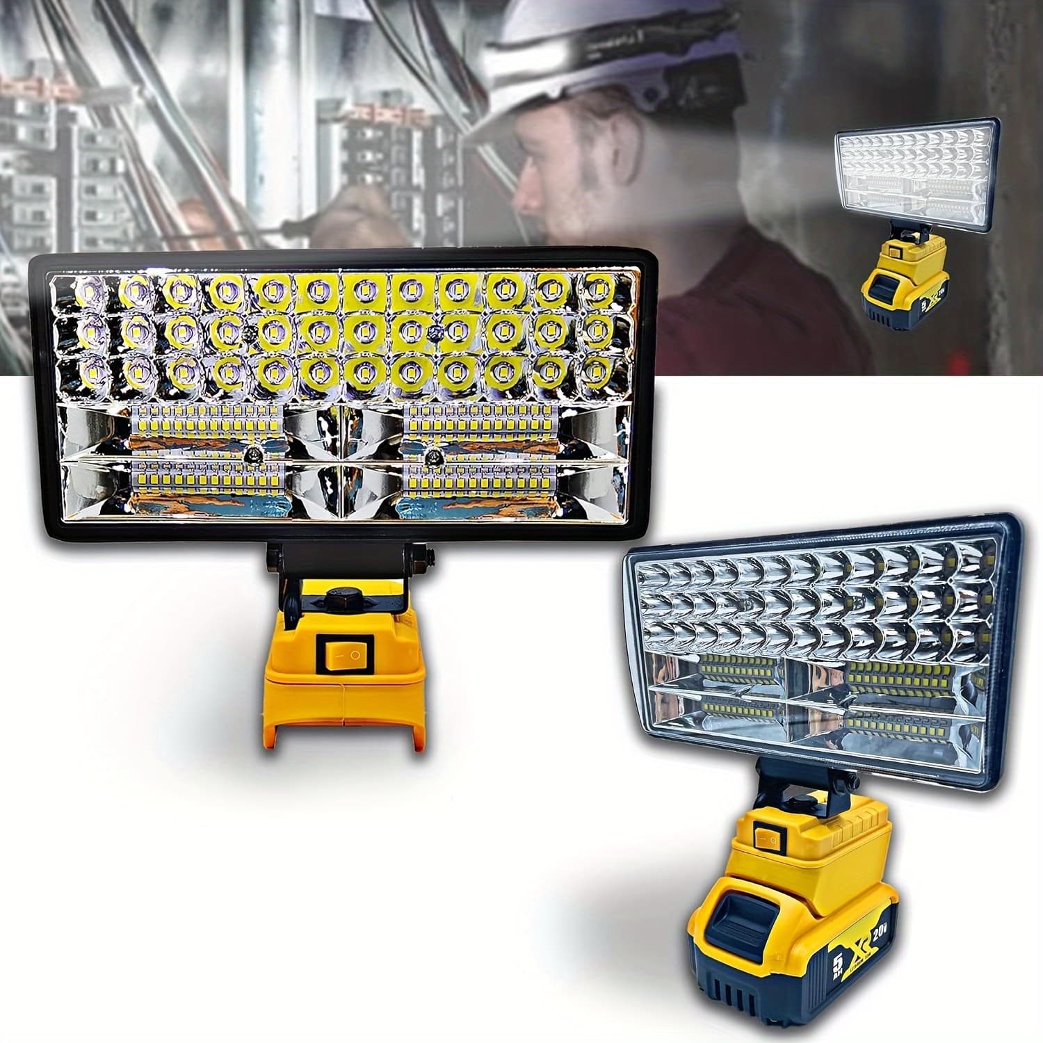 TEMU 2pcs 90w Rechargeable Led Work Light For 20v Battery - Portable Cordless Floor For Emergency, Workshop, Garage, Energy- (not Battery)