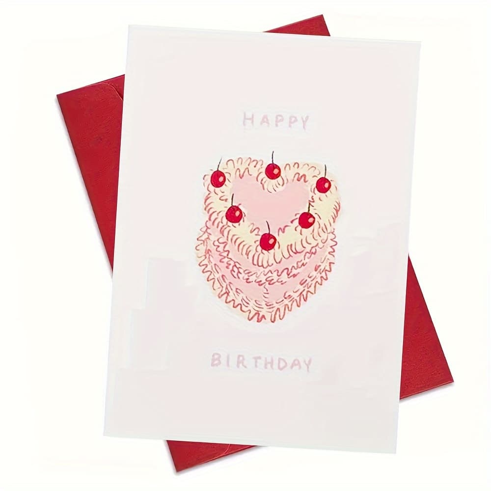 TEMU 1pc, Vintage Cake Happy Birthday Card, Birthday Cake, Birthday Card For , Lover, Family