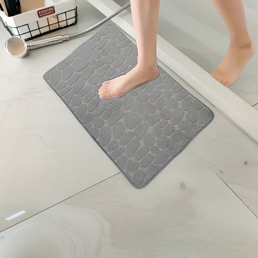 TEMU 1pc Quick-drying Memory Foam Bath Mat With Non-slip Backing - Soft And Comfortable Shower Room Carpet, Machine Washable Bathroom Accessory, Bathroom Accessories
