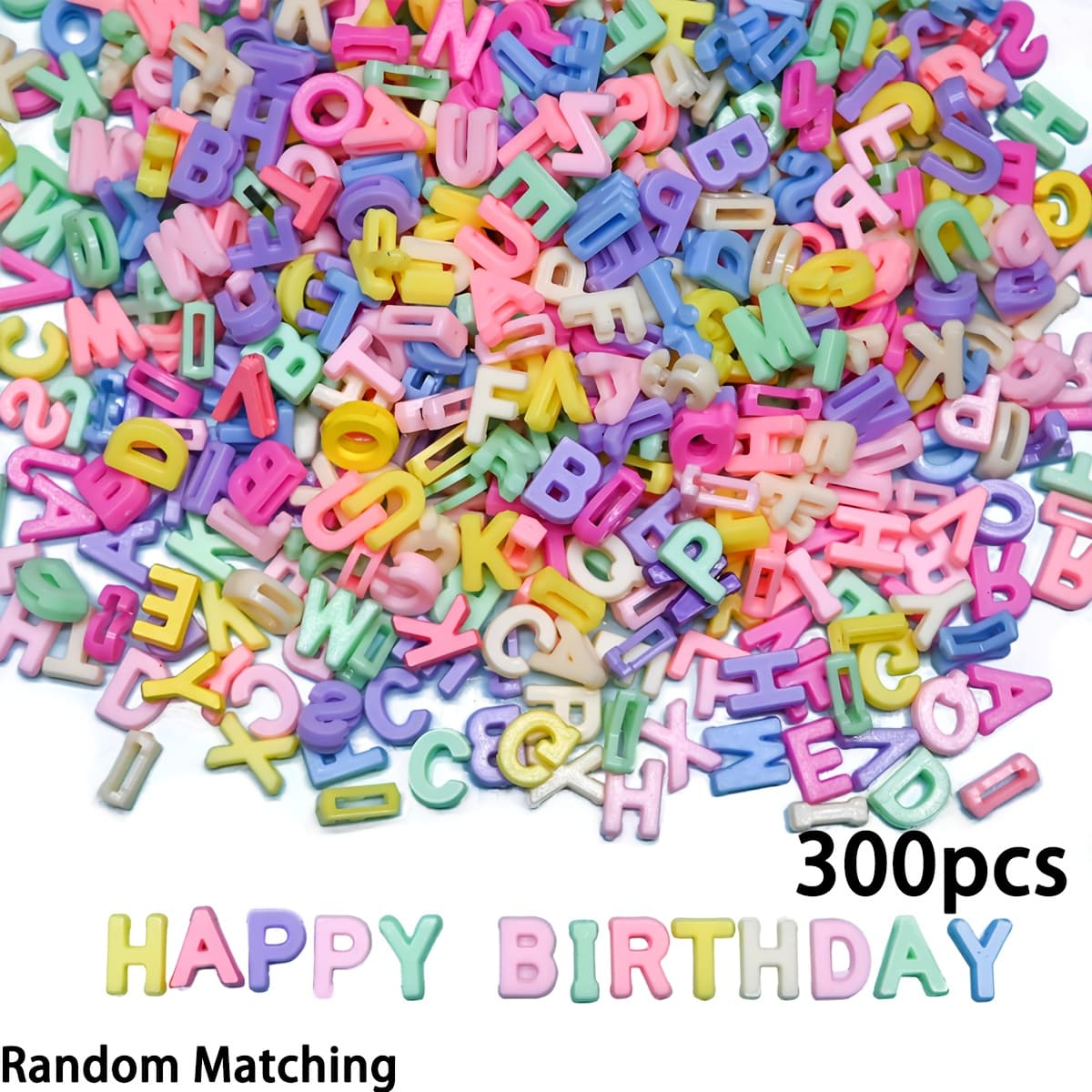 TEMU 300pcs Large Letter Beads Pendants A-z Mixed Plastic Loose Beads For Jewelry Bracelet Necklace Keychain Making (random Color)