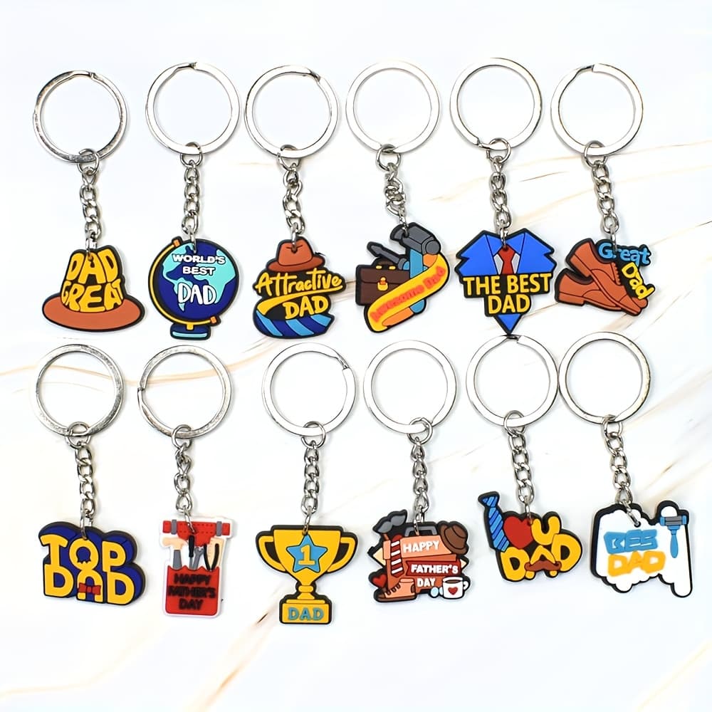 TEMU Set Of 12 Plastic Keychains For Father's Day, Perfect For Dads, Ideal As Charms For Bags, Luggage, Or As Gifts For Birthday Celebrations