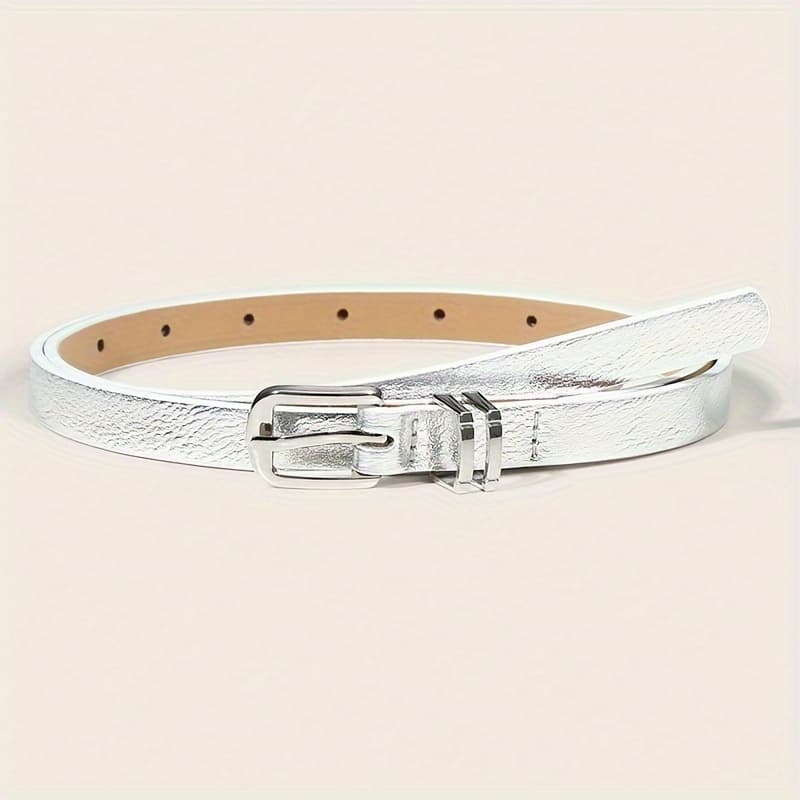 TEMU A Silvery Thin Belt With A Small Suitable For Waist Of 62-92cm, Used To Cinch The Waist Of A Dress, A Touch Of Fashion And . The Silvery Thin Belt Can Be Used As A Waist Belt For Pants.