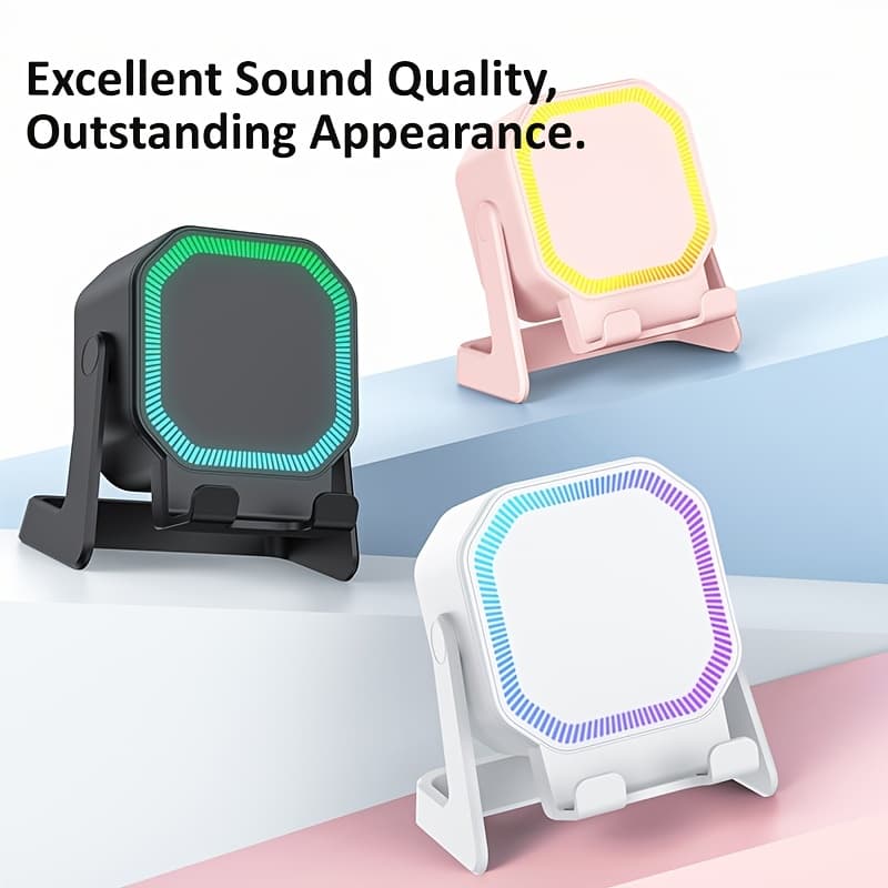 TEMU Phone Stand For Iphone And , Phone Stand With Wireless Speaker Amplifier, 5000mah Battery Pack, Colorful Lights, Outdoor Portable Small Speaker, Suitable For Men And Women Gifts