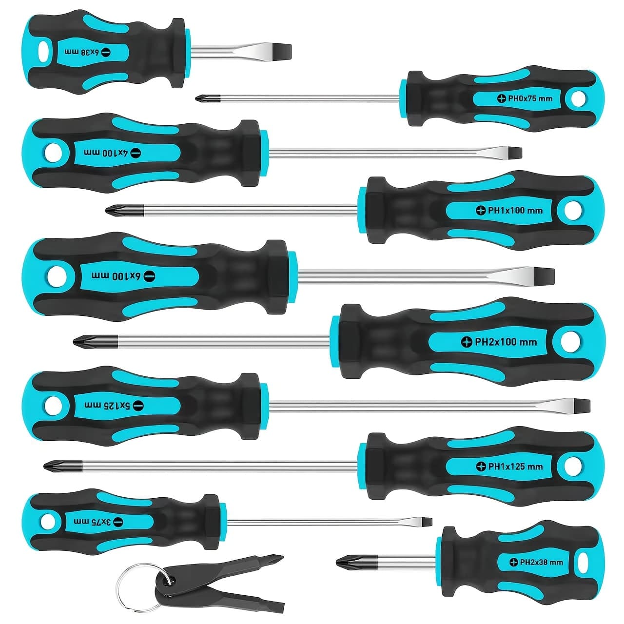 TEMU 12pcs Set Of Magnetic Screwdrivers, 5 Cross And 5 Slotted Professional Buffer Handle Screwdrivers, And Screwdrivers (blue)
