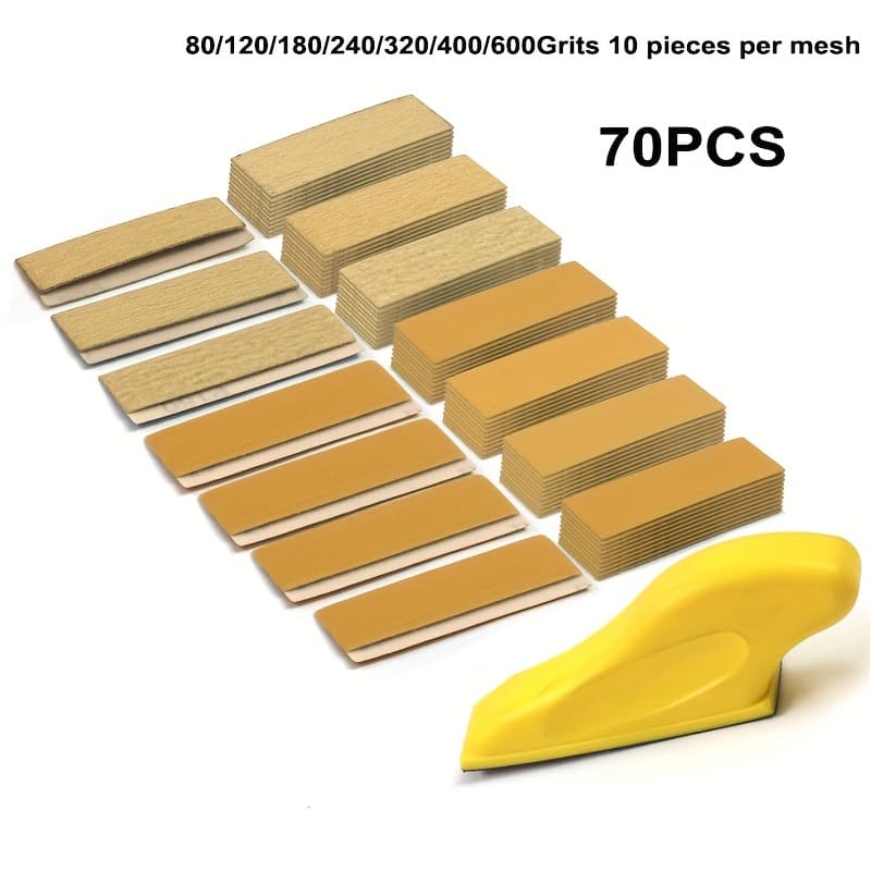 TEMU 25/35/70pcs Grit Sandpaper Set With Oxidized Abrasive — Hand Sanding Blocks, Suitable For Small Wooden Crafts, Metal Polishing In Tight Spaces, Model Making, And Precision Sanding