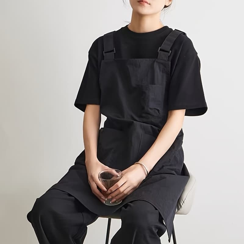 TEMU 1pc Adjustable Multi-pocket Apron For Gardening, Painting, Catering, Bbq, Coffee, Outdoor, And Hair Salon Back Waist Tie Workwear