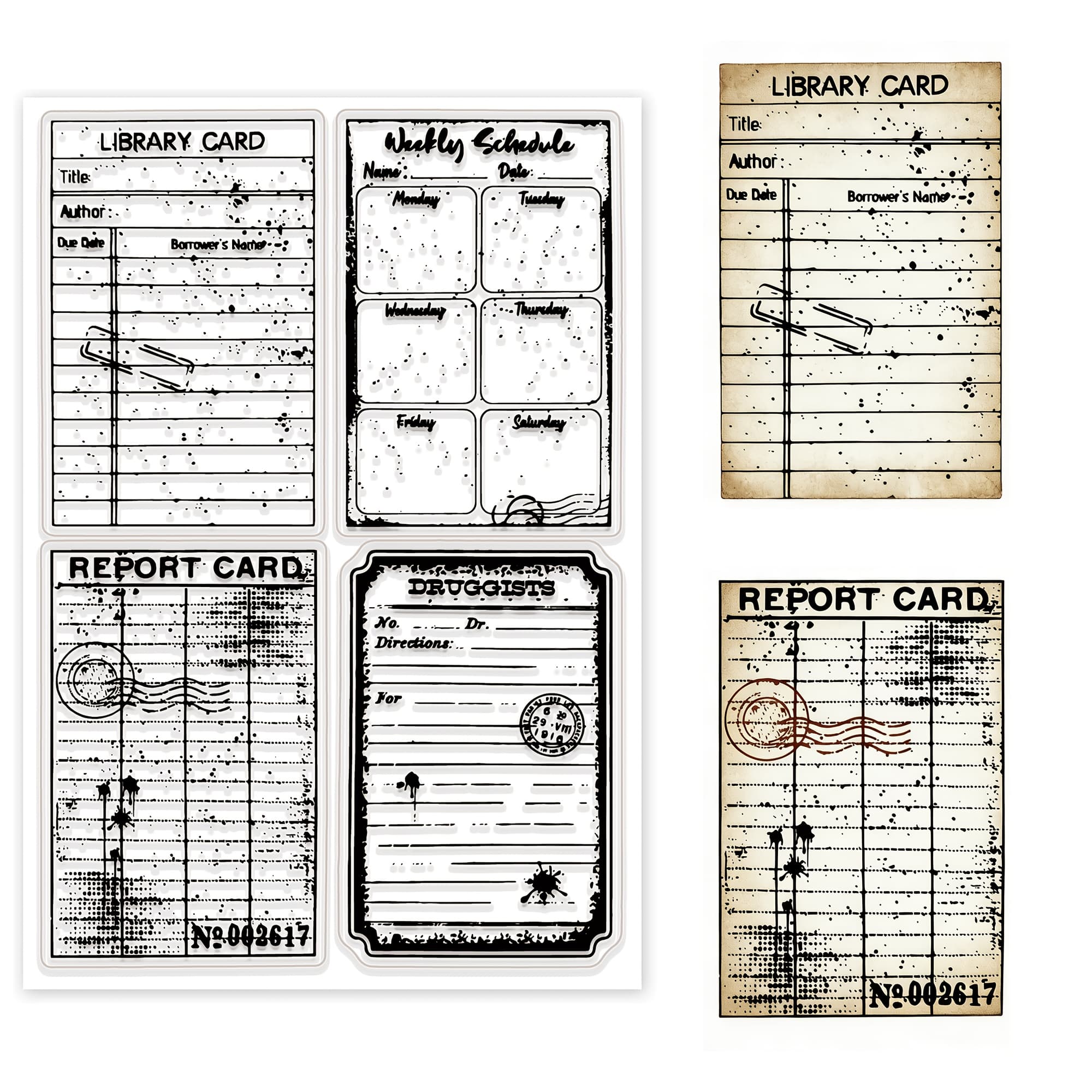 TEMU Vintage Library Card Clear Stamp Set - Weekly Planner Report Form Label Stamps Suitable For Making Holiday Cards, Decorations, And Crafts
