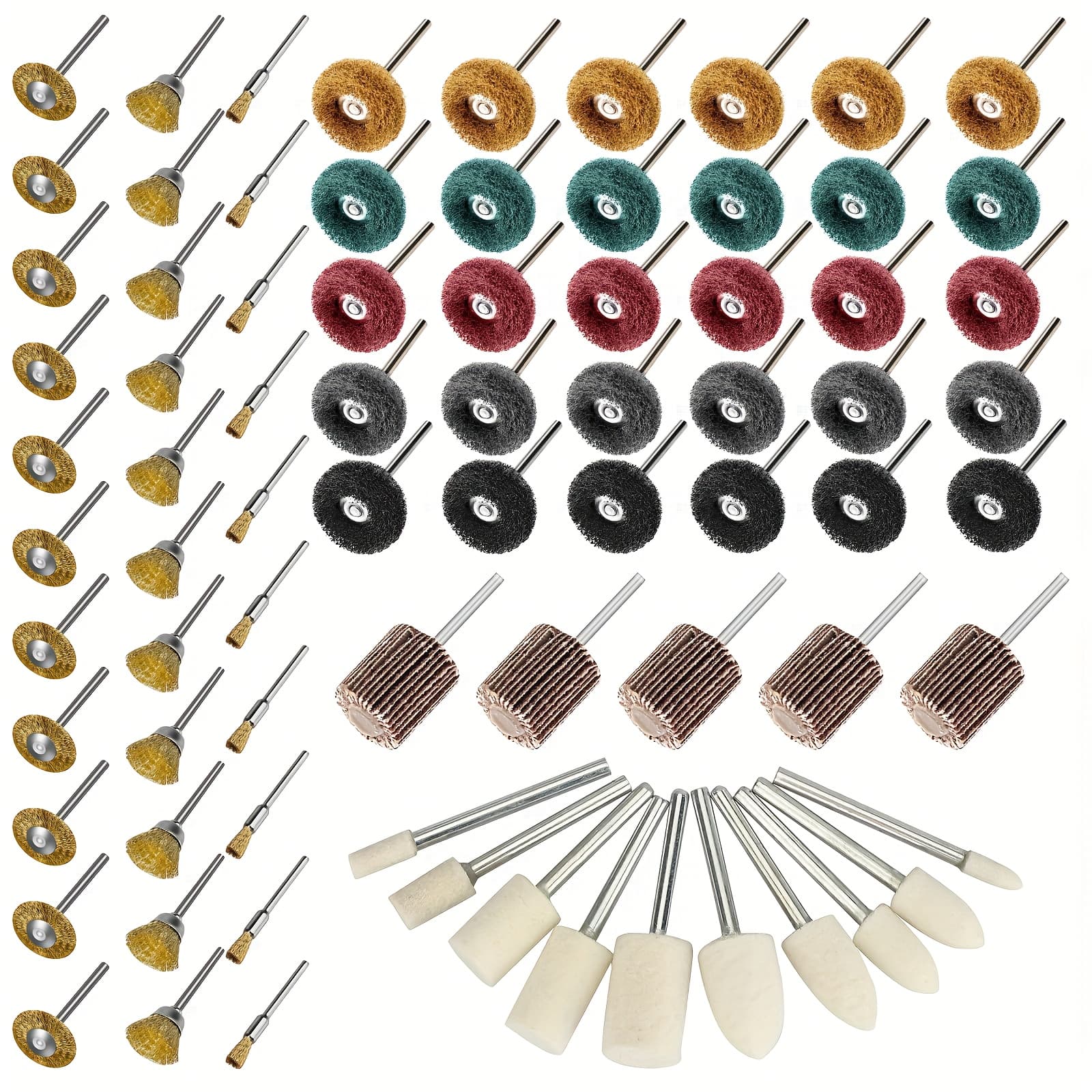 TEMU 75pcs Buffing Polishing Wheel Set For Rotary Tool, Mini Scouring Pad Brush Polishing Kit With 1/8" Shank, Removal Of Rust, Deburring On