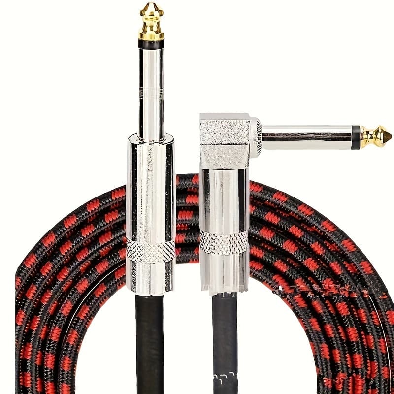 TEMU 10/20ft High-end Guitar & Amplifier Cable, Rca Connectors, Round Shape, 2024 Model, Durable & Flexible, Compatible With All Instruments, No Power, Non-polarized