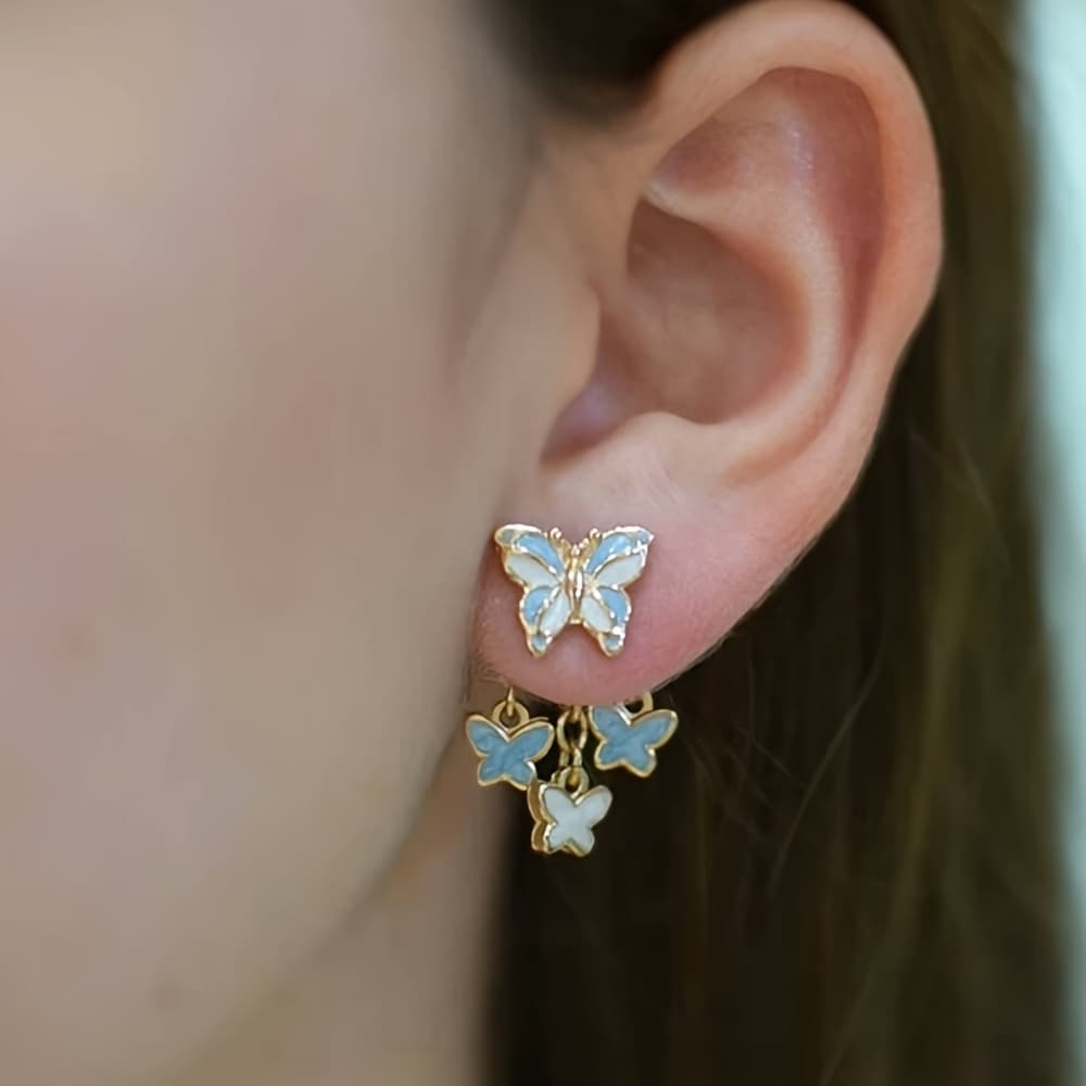 TEMU 1 Pair Of High-end Color- Fresh Front-and-back Earrings, Simple And Stylish, Suitable For Women' Wear, Parties, And Vacations
