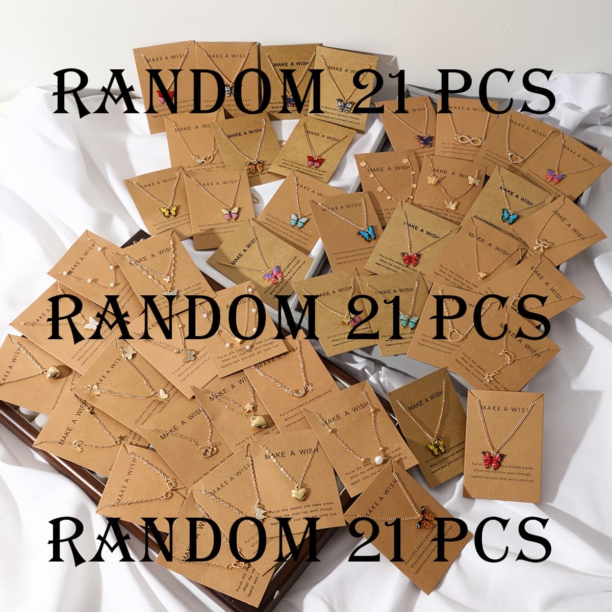 TEMU Random 21pcs/10pcs/6pcs Minimalist Moon Heart Bow Drip Oil Necklace Set Women's Dating Vacation Daily Matching Party Anniversary Holiday Gift Valentine's Day (with Cardboard)