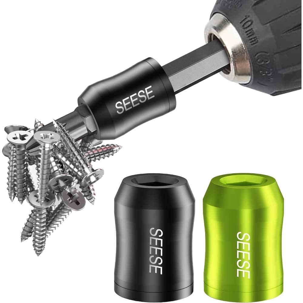 TEMU 2pcs 1.5-inch Magnetic Screw Holder Set | Universal 1/4" Hex Shank Drill Bit Holders For Diyers, & | Heavy Duty Tool Accessories For Home Improvement & Furniture Assembly Projects