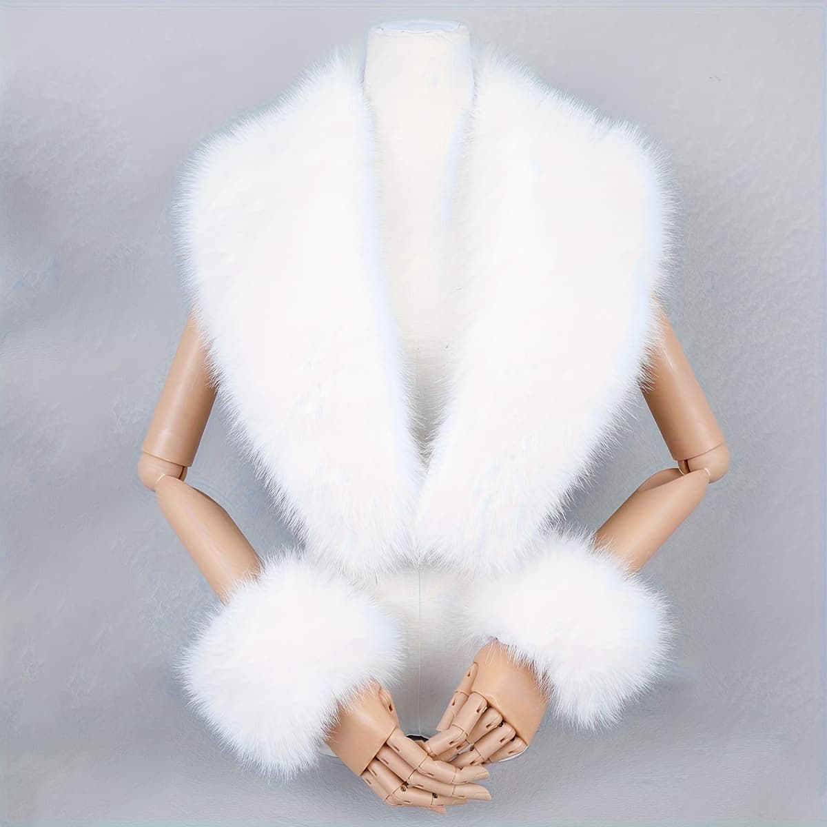 TEMU Women's Faux And Cuffs, Thickened Warm Women's Shawl With Horn Collar & Matching Cuff Set For Commuting And Fashion Autumn And Winter Warm Jacket Additions
